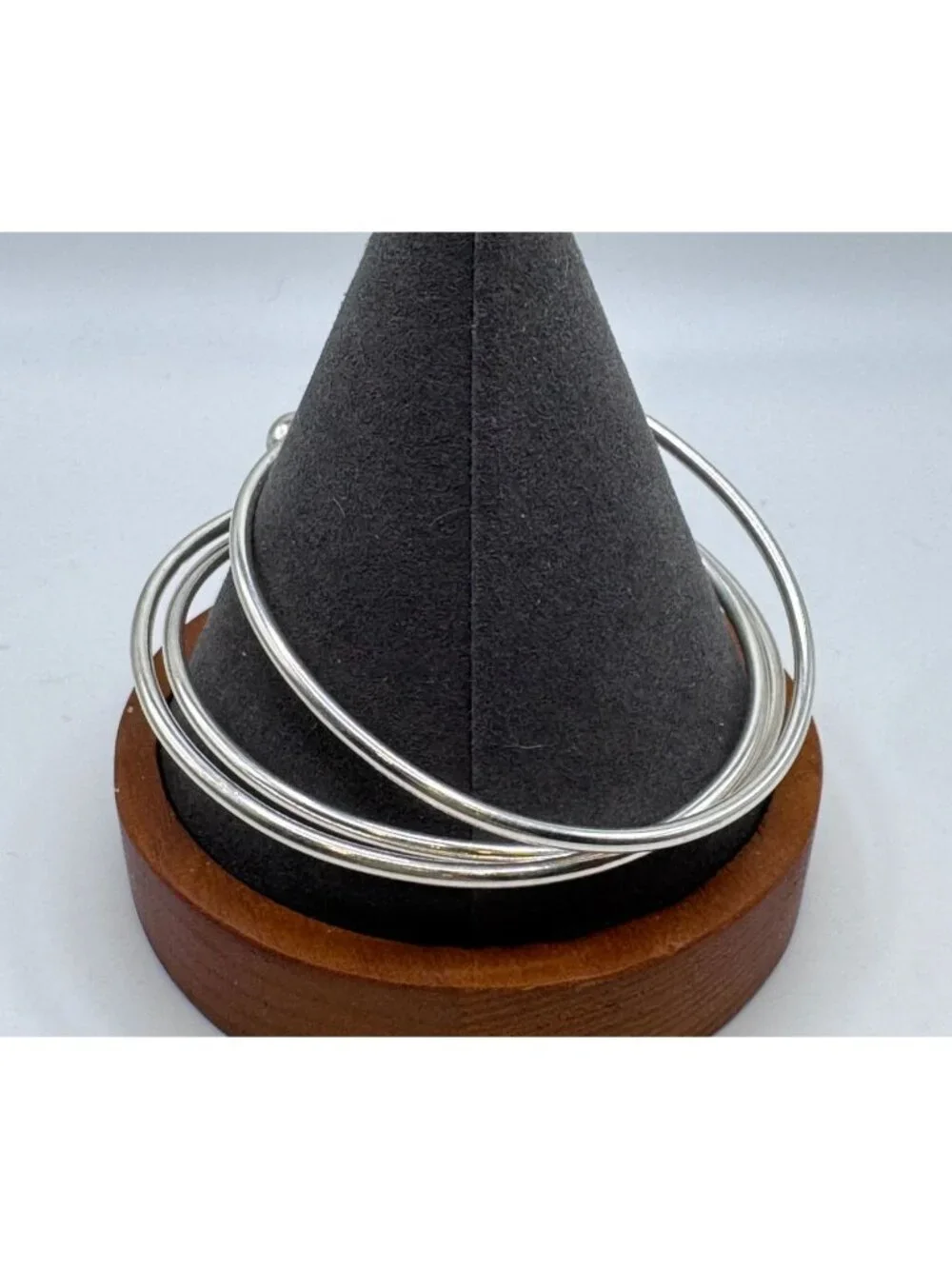 3 Sterling Silver Adjustable Bangles Ball Accents Modernist Stacking Timeless